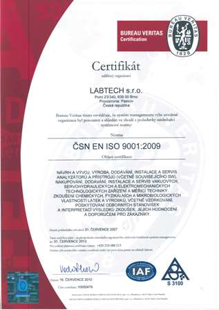 LABTECH Certifikat 9001